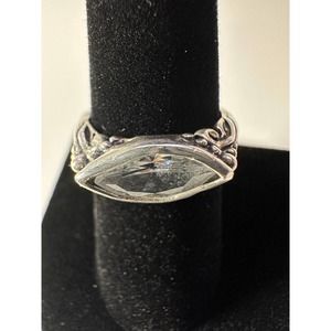 Vintage Sterling Silver 925 Cubic ZIrconia Statement Ring Size 8 #608